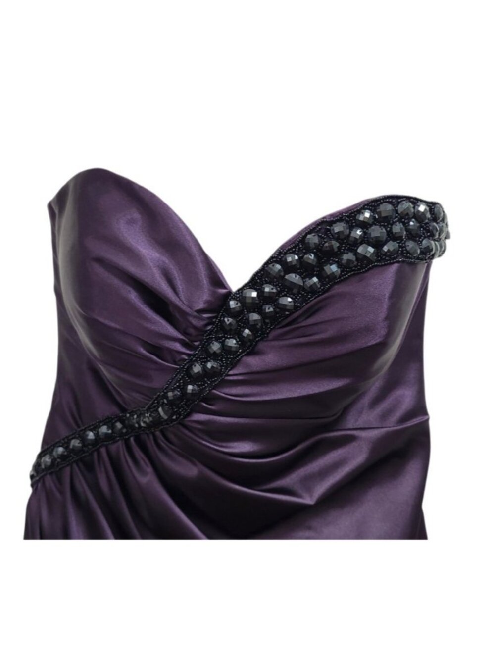 Flirt by Maggie Sottero Purple Beaded Strapless Formal Prom Gown Dress Size 8 - Picture 3 of 16